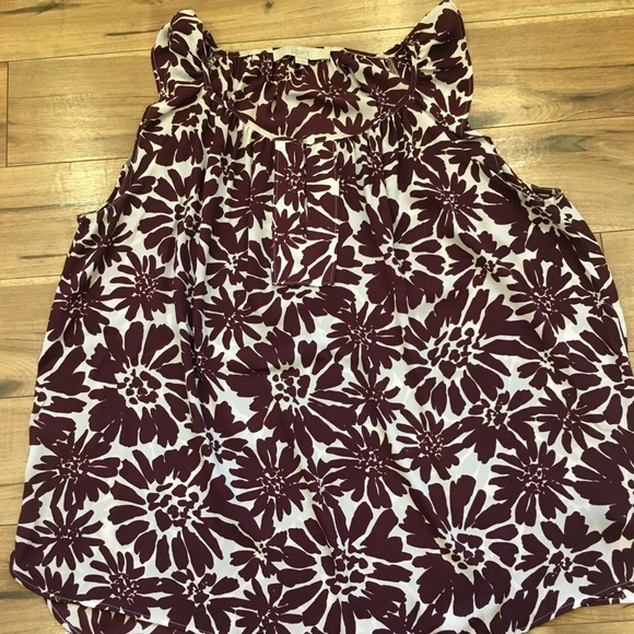 Ann Taylor Loft Maroon Flowered Sleeveless Blouse - Picture 2 of 4